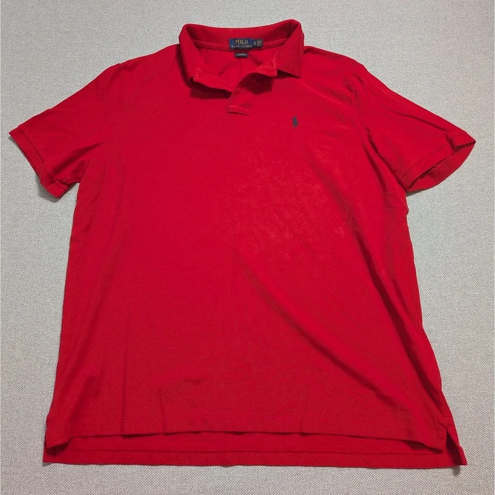 Polo Ralph Lauren Men's Red XL Classic Fit Cotton Pique Short Sleeve Shirt Pony